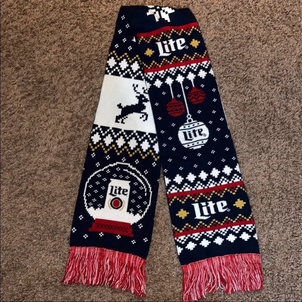 Miller Lite | Navy Logo Scarf with Faux Cross Stitch Pattern